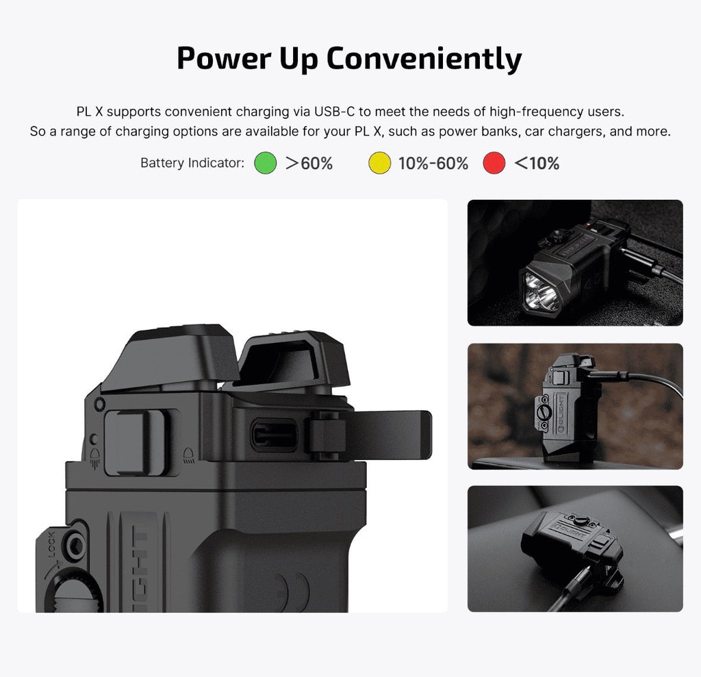 Olight PL-X Dual Beam Weapon Light 1200 Lumen USB-C Rechargeable Pistol Light