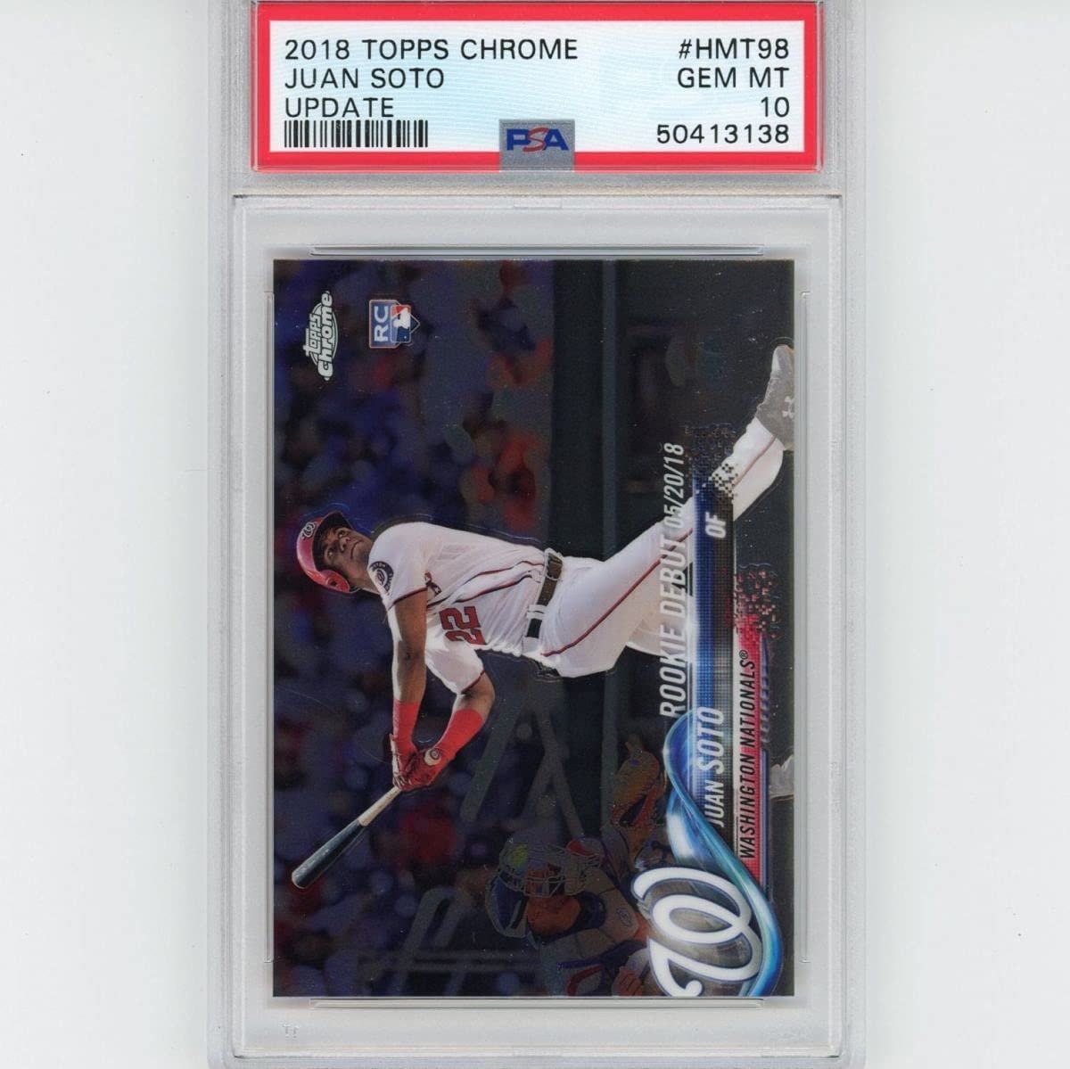 Graded 2018 Topps Chrome Juan Soto #HMT98 Update Rookie RC Baseball Card PSA 10 Gem Mint