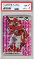 Graded 2020 Panini Mosaic Clyde Edwards-Helaire #266 Pink Camo Rookie RC Football Card PSA 10 Gem Mint
