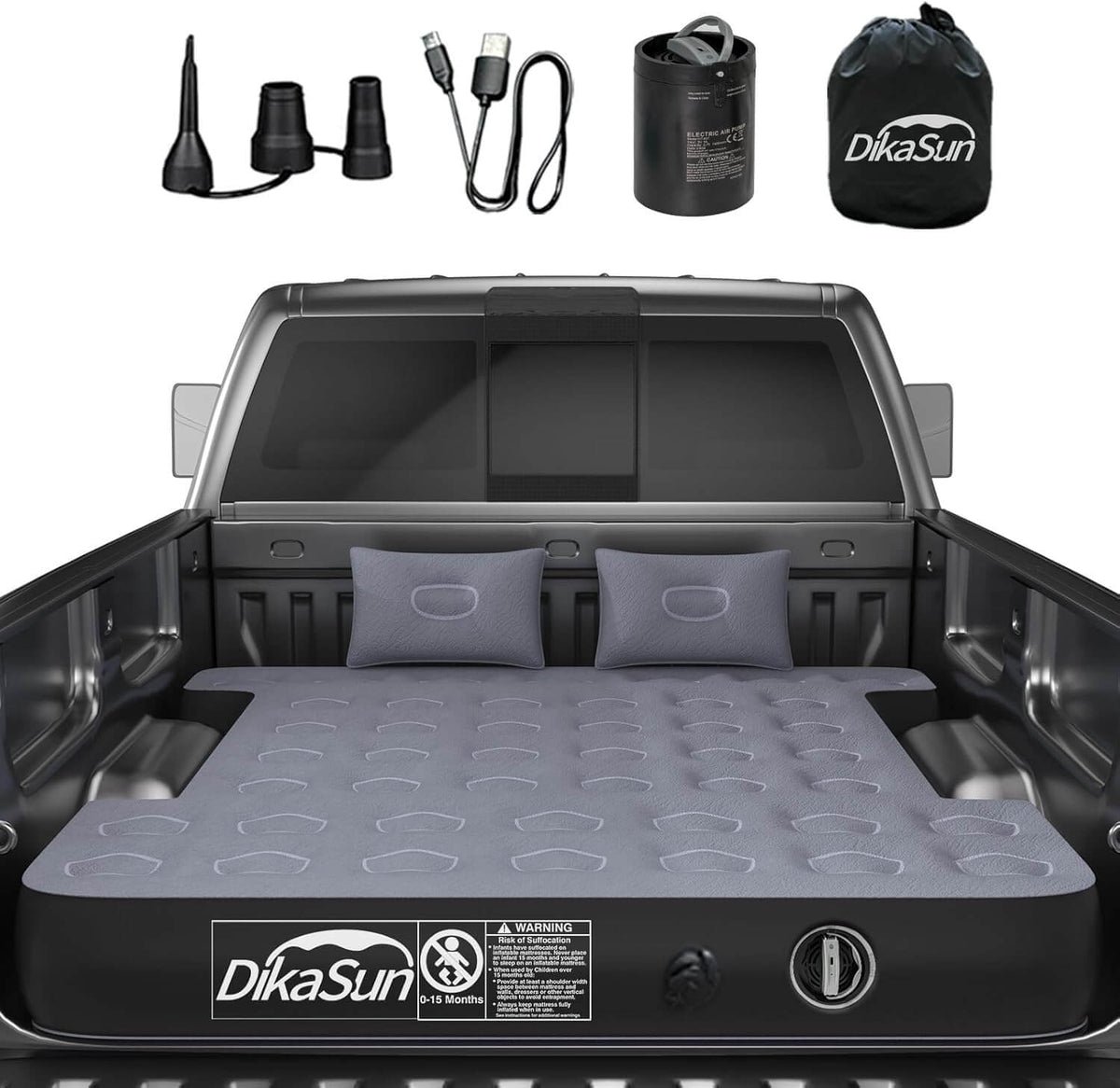 DikaSun 5.5-5.8ft Full Size Auto Inflate Truck Bed Air Mattress