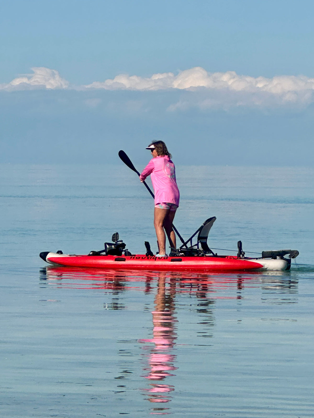 Nautiqua | ARUBA | Deluxe Paddleboard Fishing Pedal Kayak | Red